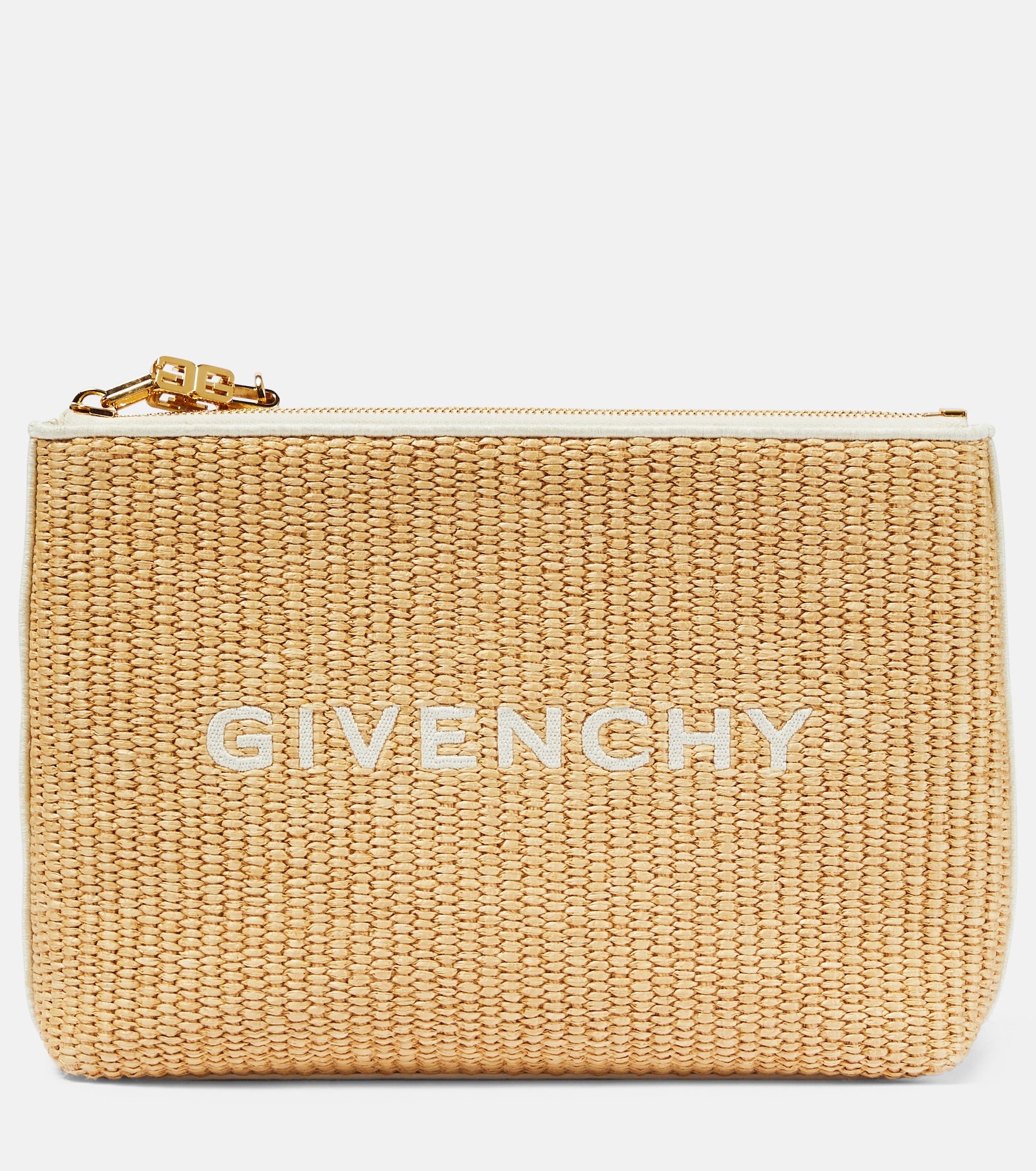 Logo raffia clutch - 1