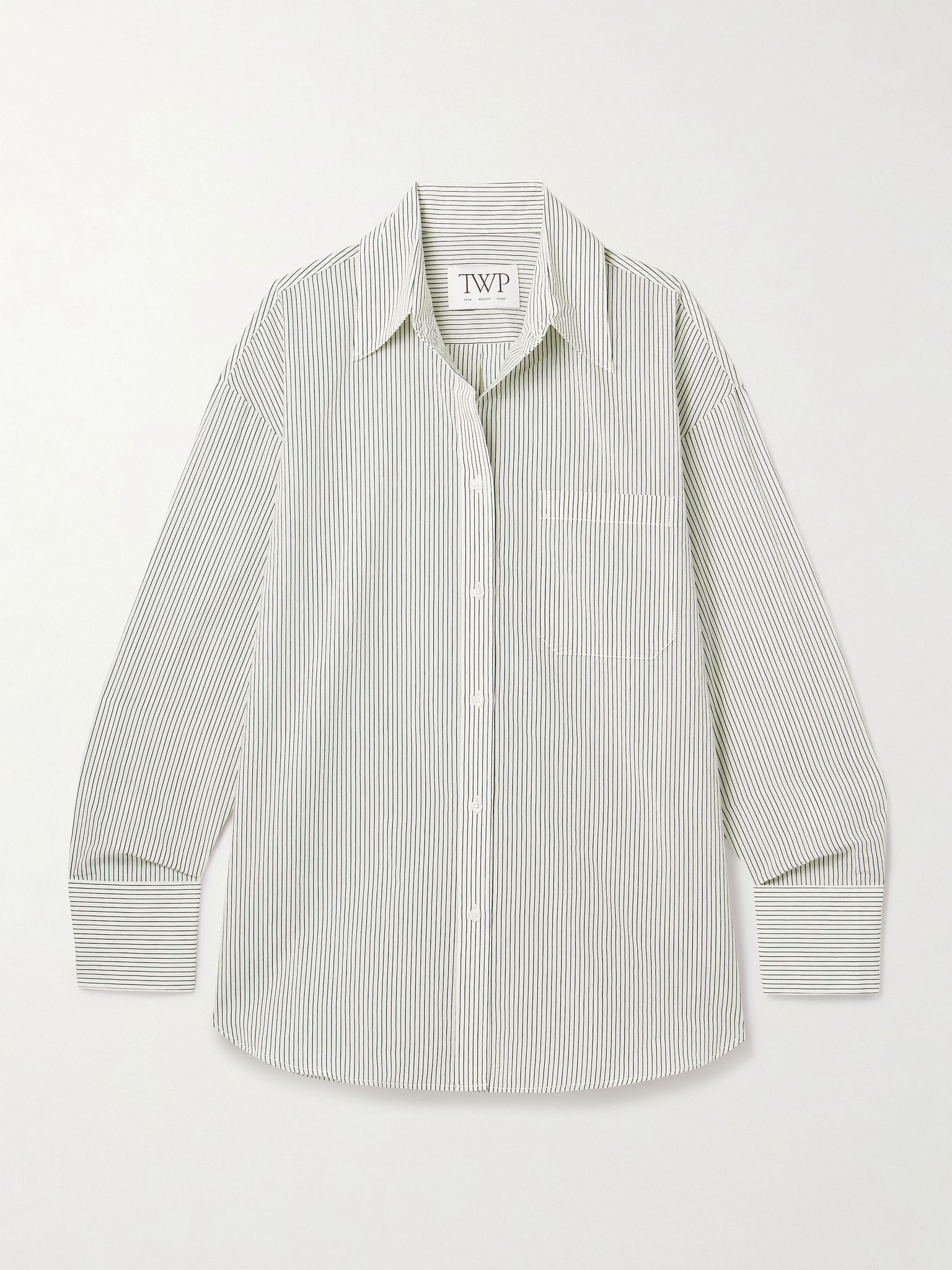 Big Joe oversized striped cotton-blend shirt Ivory - 1