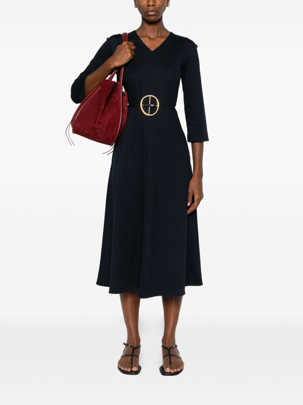 three-quarter sleeve flared dress - 2