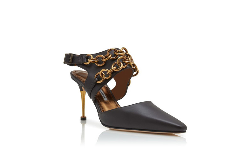 Dark Brown Calf Leather Ankle Strap Pumps 3
