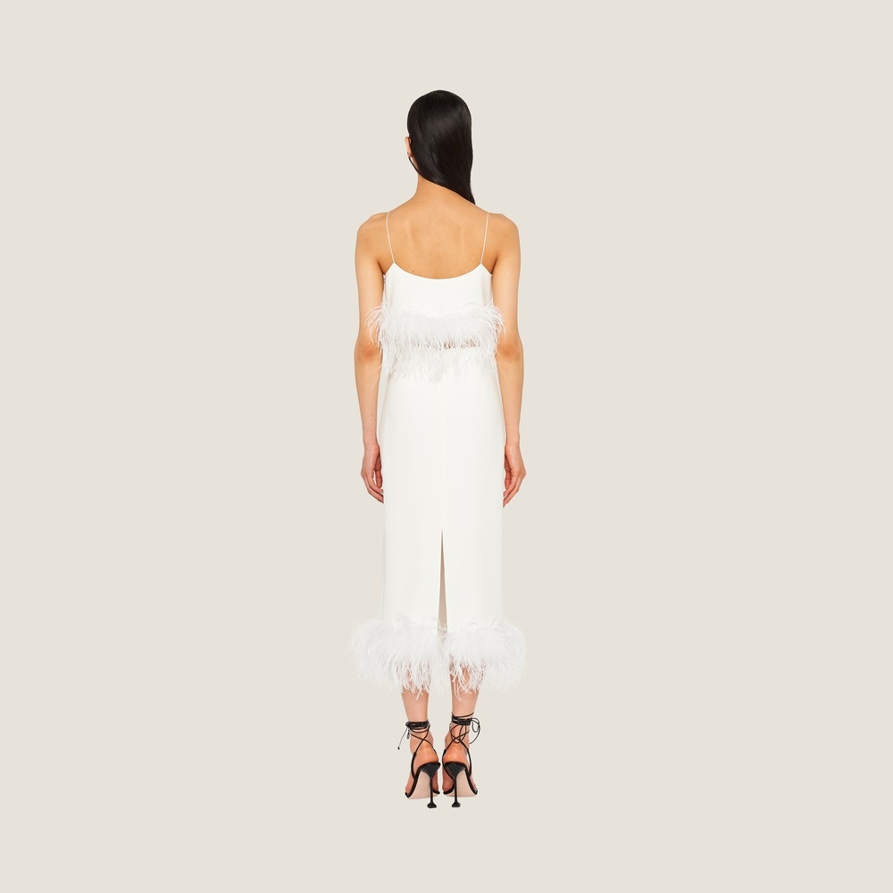 Stretch cady skirt with feathers - 2