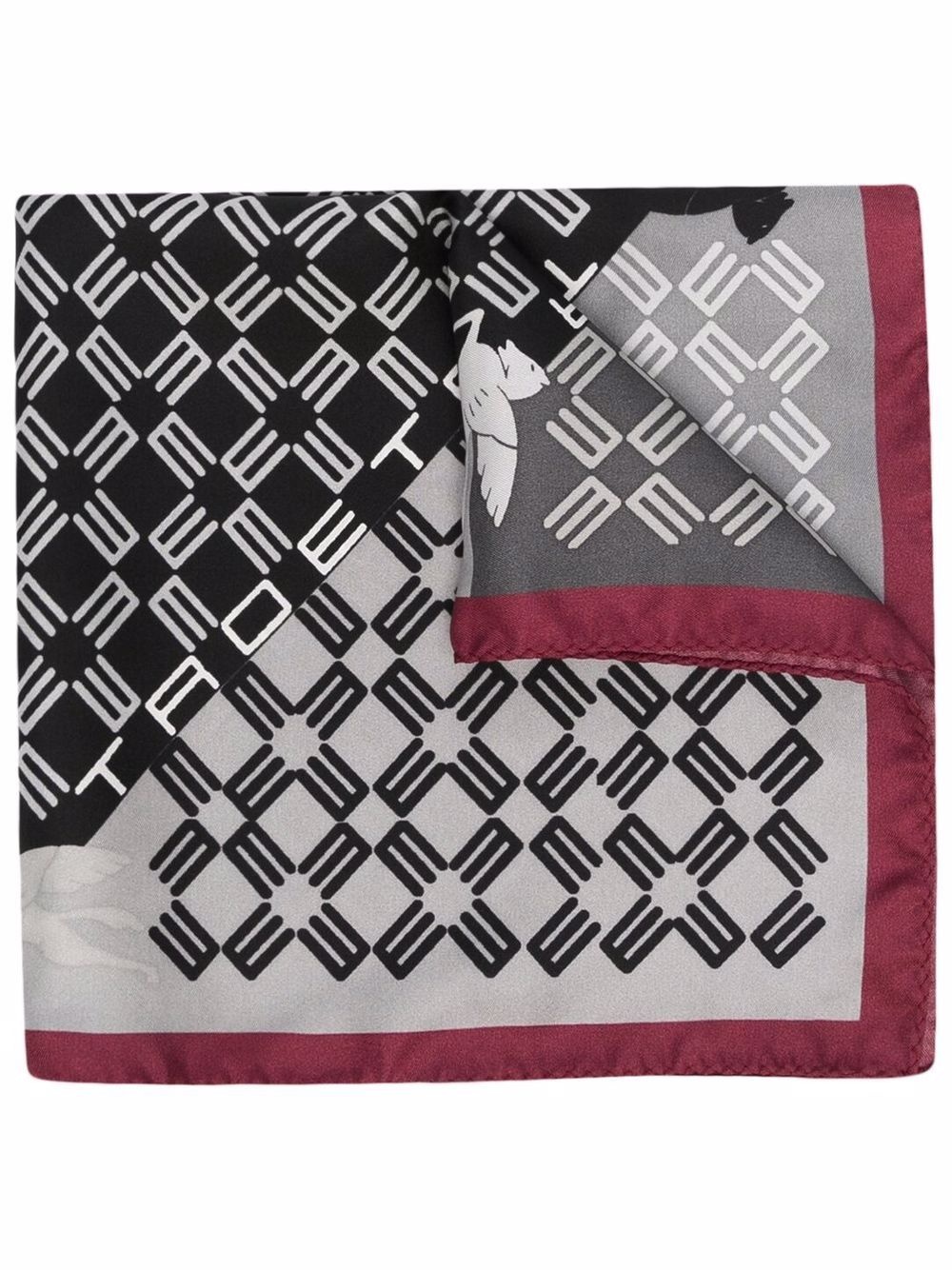 monogram-print silk scarf - 1