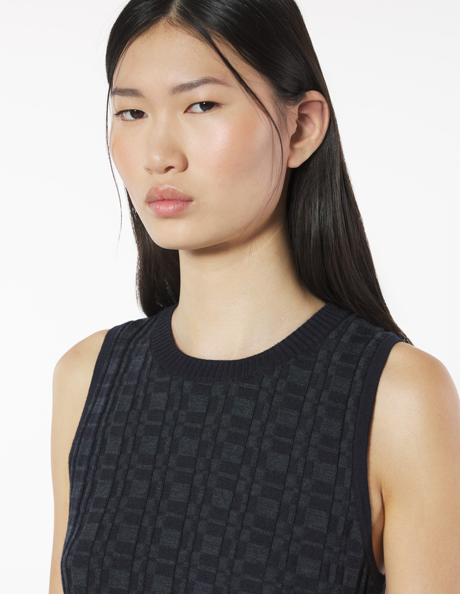 MERINO WOOL RIB CHECK TOP - 4