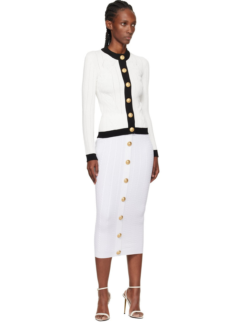 Balmain White Cable-Knit Midi Skirt outlook