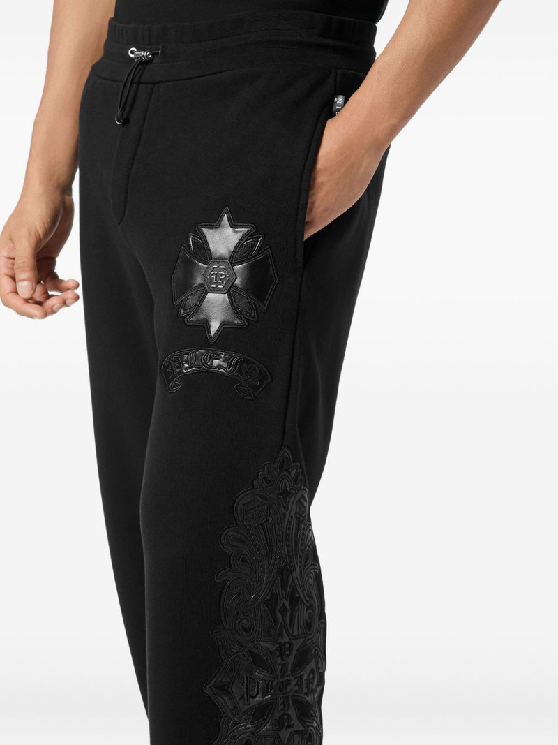 leather-insert embroidered track pants 4