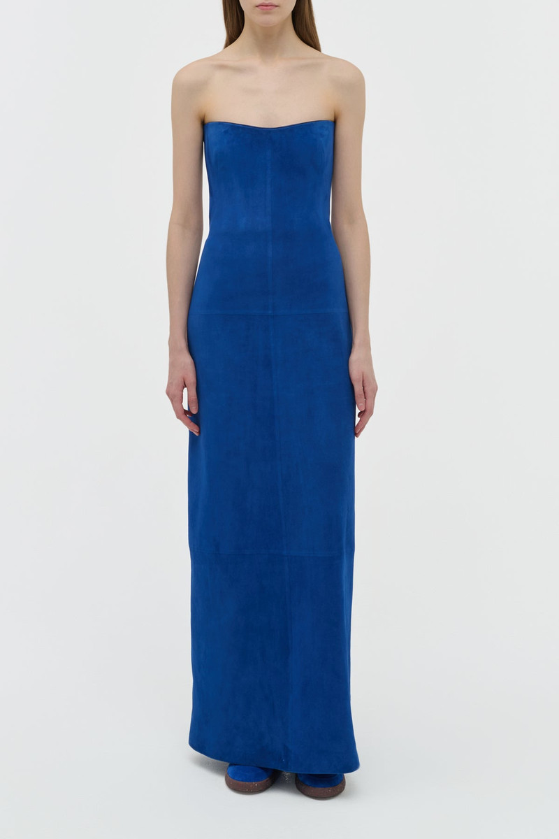 GABRIELA HEARST Ivara Strapless Maxi Dress in Cobalt Suede outlook