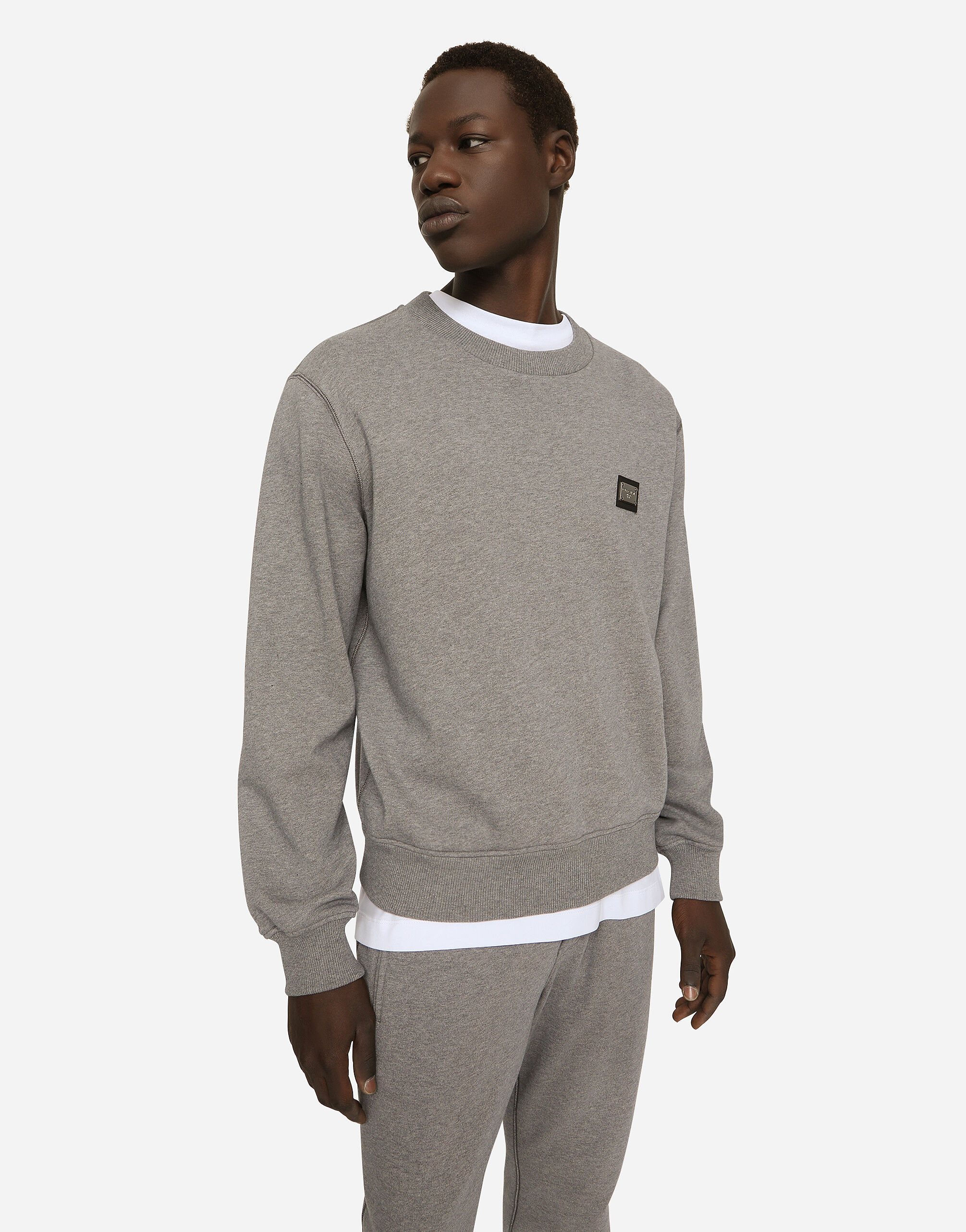 Jersey sweatshirt with branded tag - 4