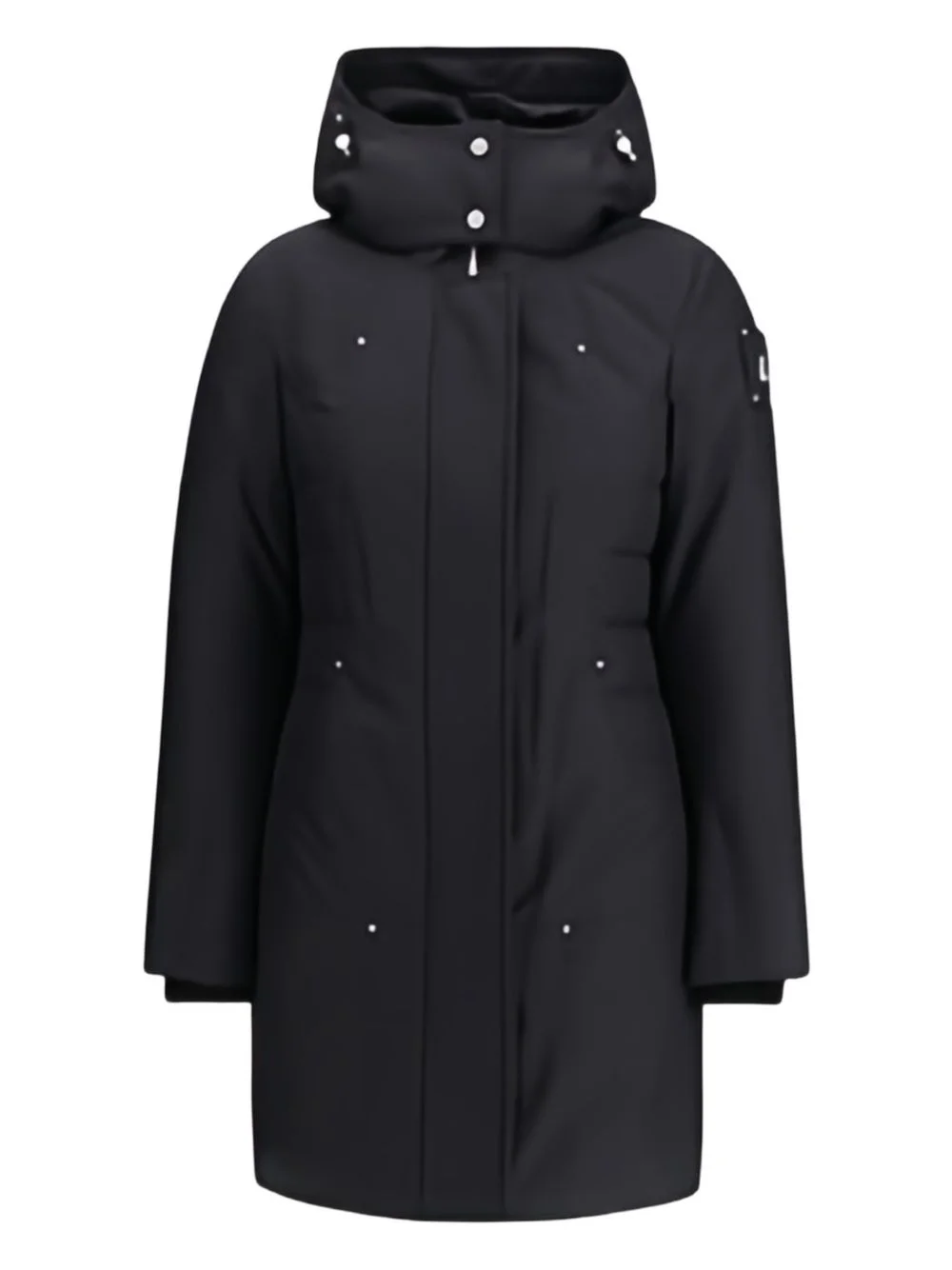 hooded logo-patch coat - 1