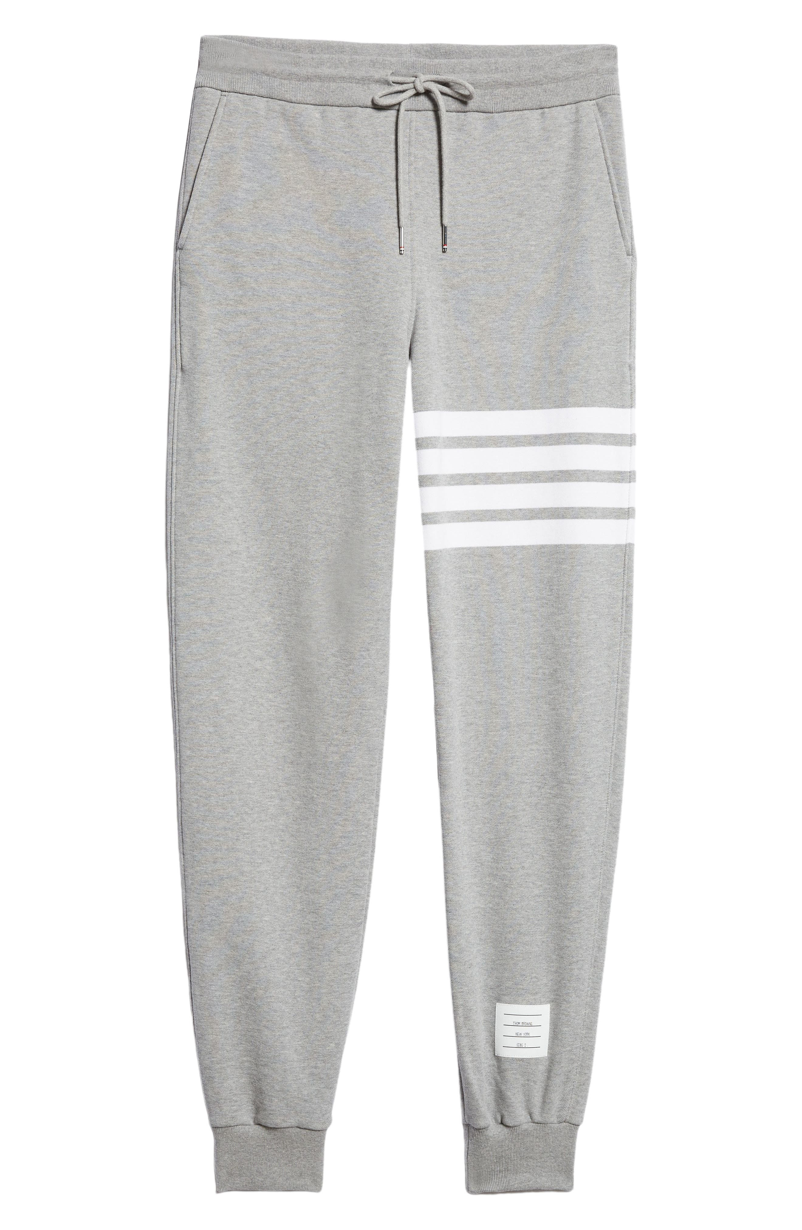 Thom Browne Stripe Jogger Pants in Heather Grey /White at Nordstrom - 6