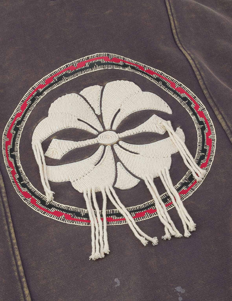Washed Deconstructed Totem Kamon Embroidery Fashion Fit Hoodie Vest 5