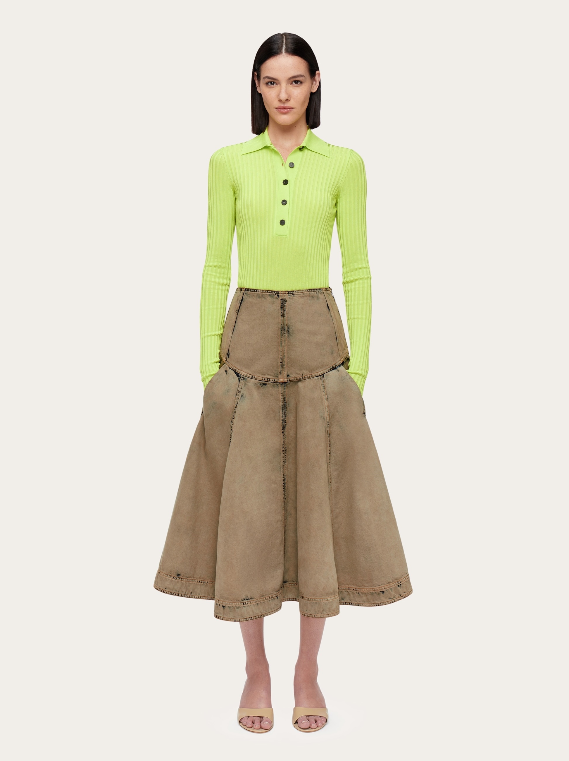 Flared denim skirt - 6