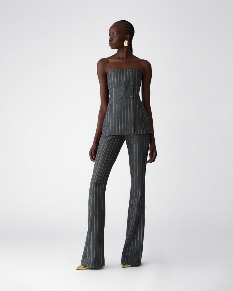Strapless Double-Breasted Pinstripe Top 4