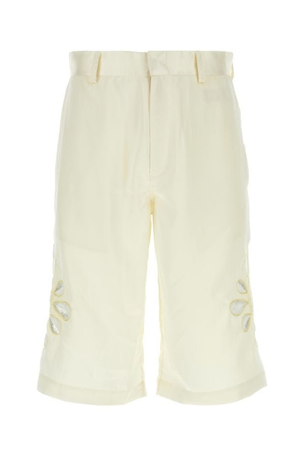 Ivory satin bermuda shorts - 1