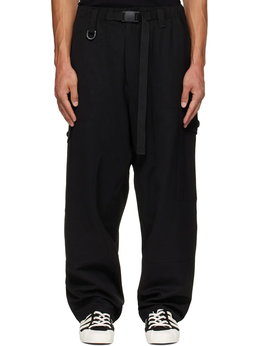 Black Wool Utility Cargo Pants - 1