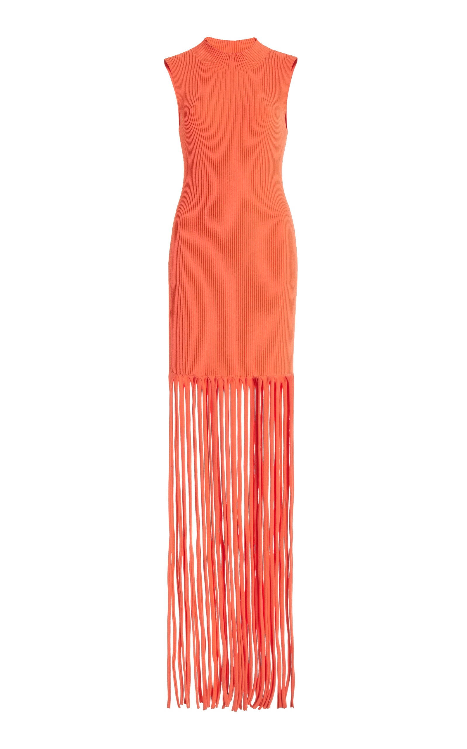 Fringed Knit Maxi Dress coral - 1