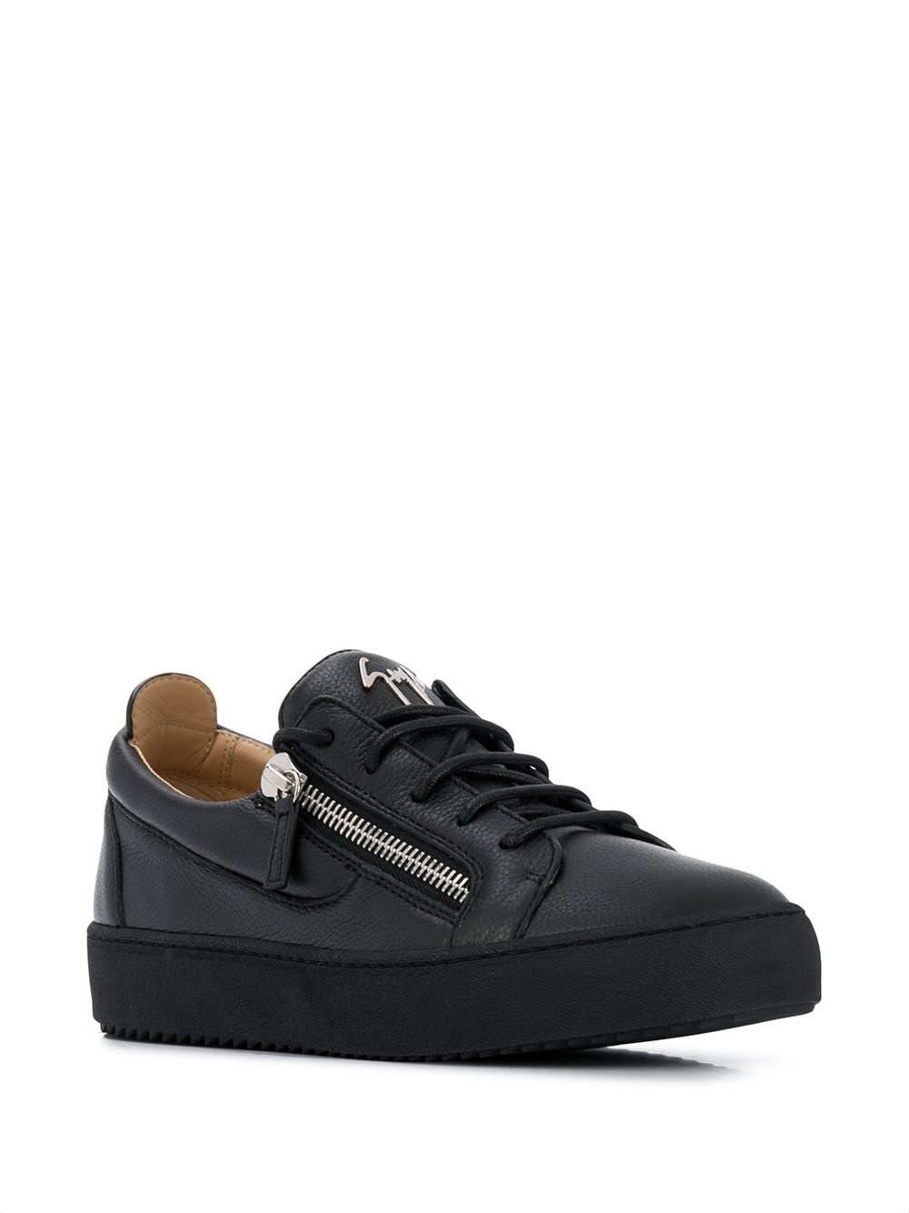 side zip logo sneakers - 2