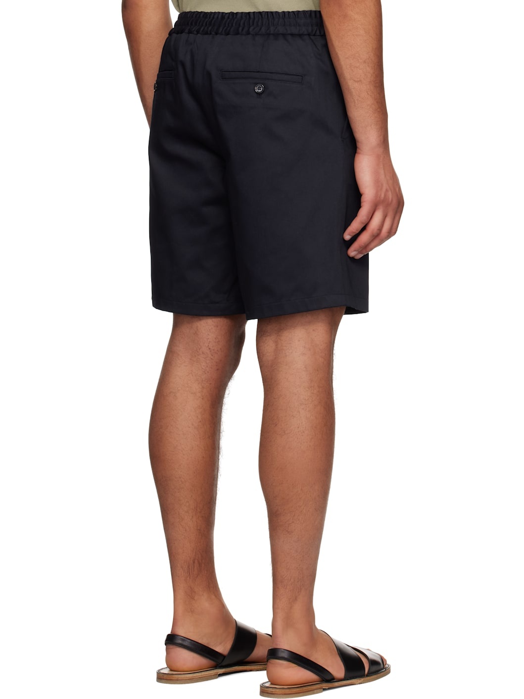 Navy Cotton Elasticated Waist Shorts - 3
