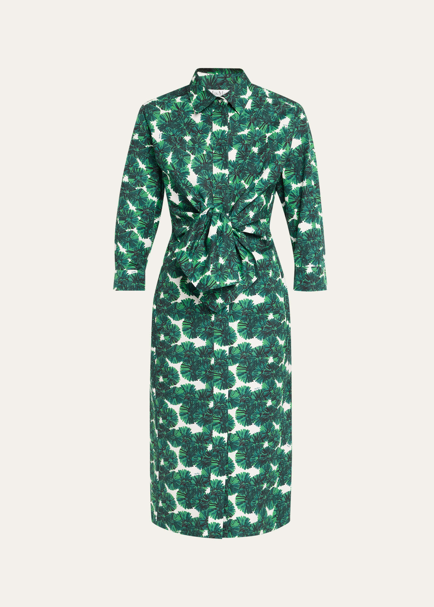 Maremma Floral Waist-Tie Midi Shirtdress - 1