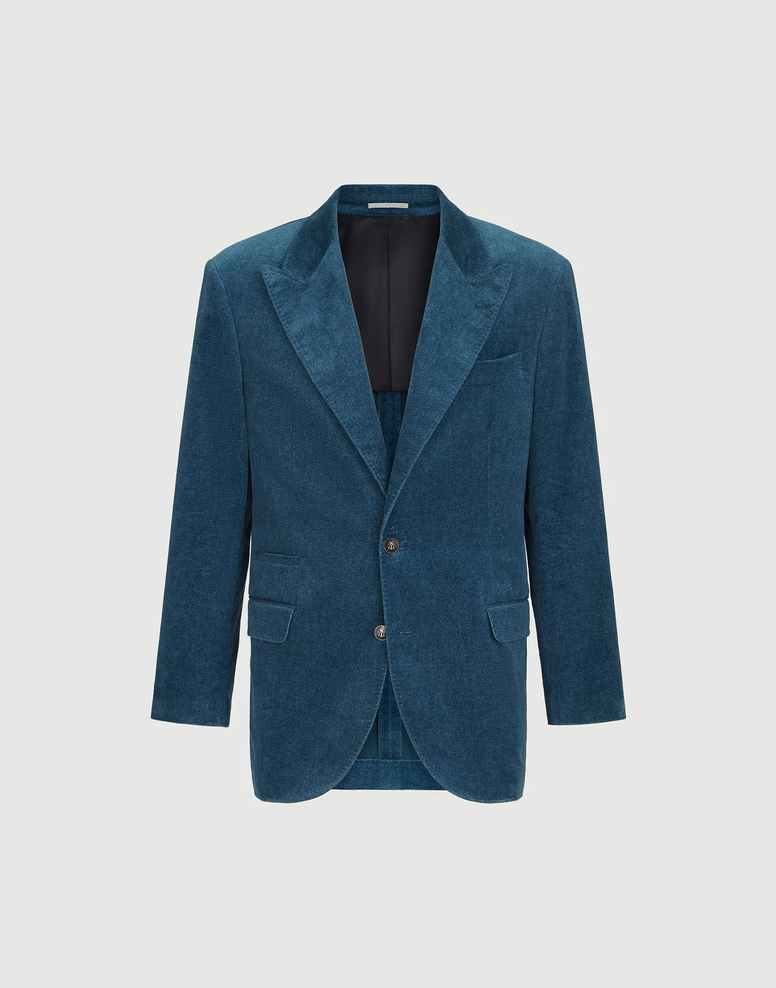 Denim-effect cotton velvet Tailor blazer with peak lapels - 1