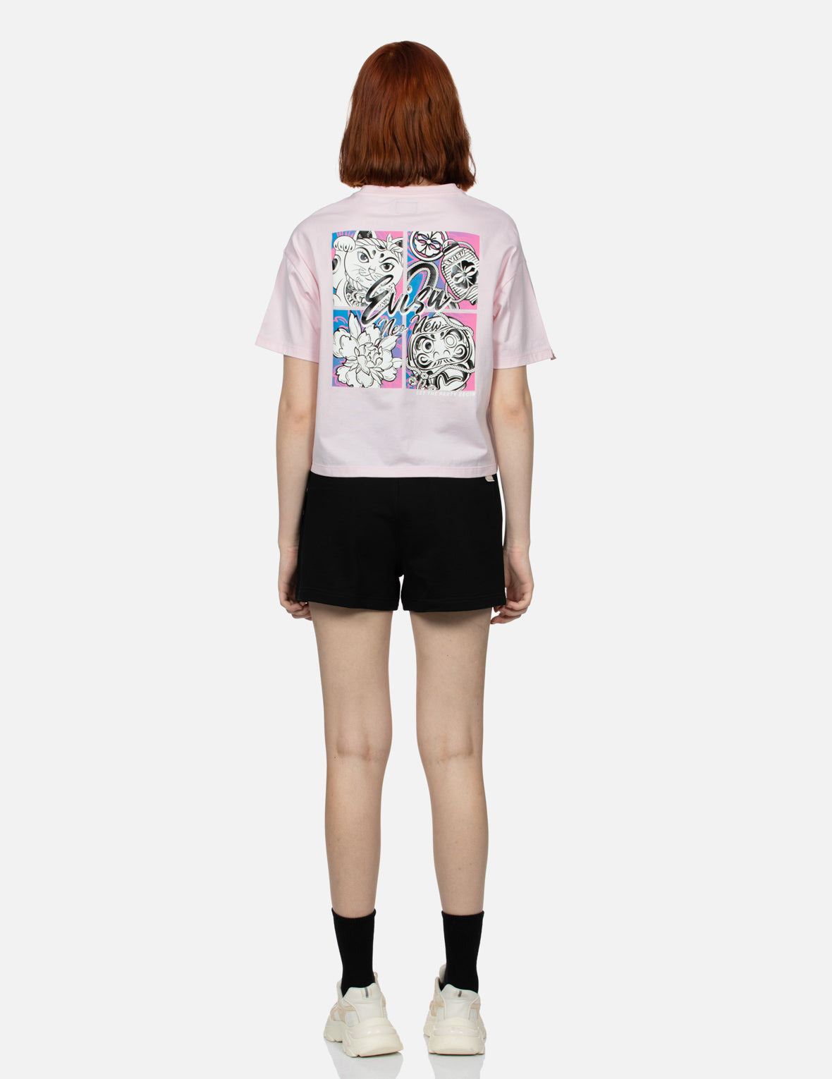 CHERRY BLOSSOM AND FESTIVAL-THEMED DARUMA CROPPED T-SHIRT - 5