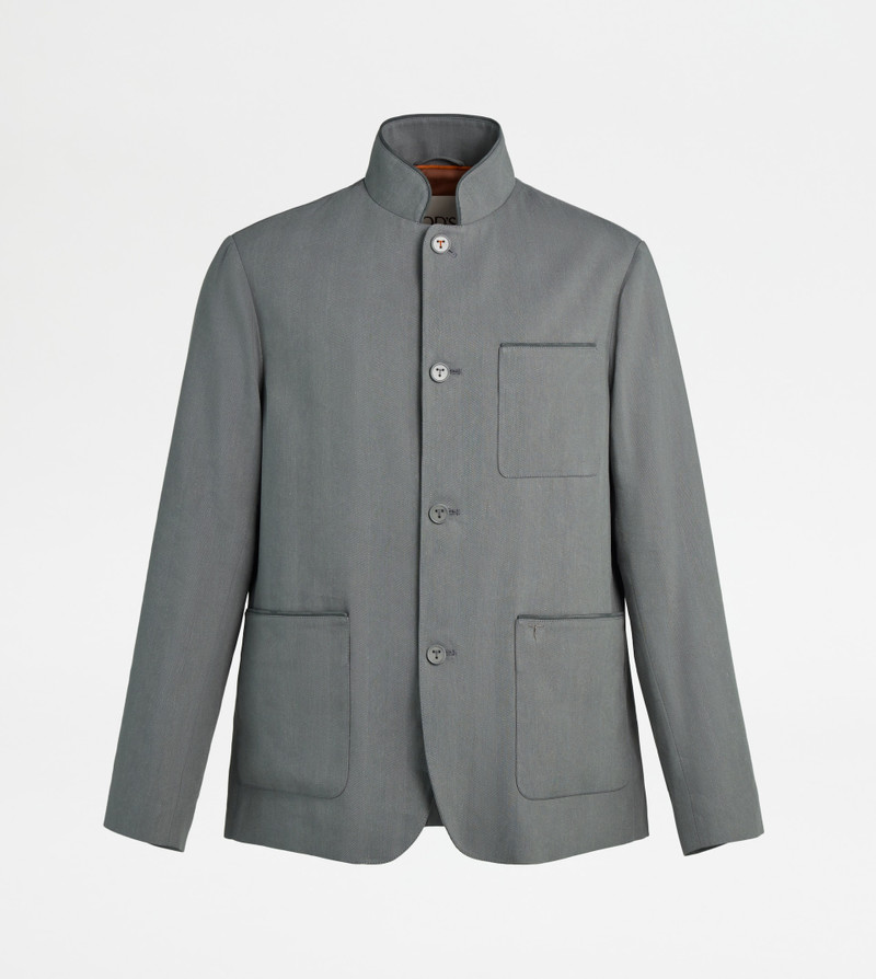 CASTELLO JACKET IN LINEN AND SILK - GREY 1