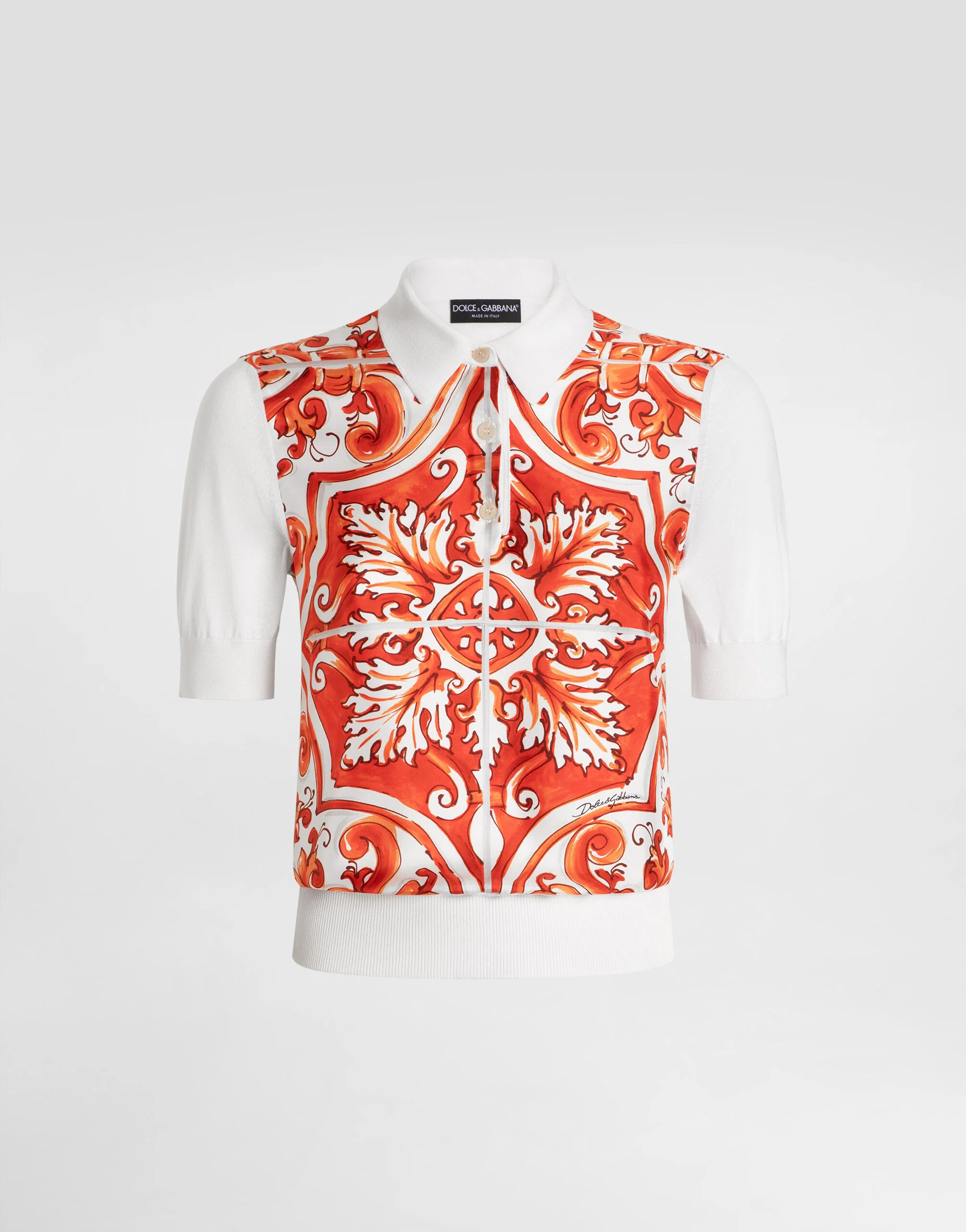 Majolica-print silk pullover - 1