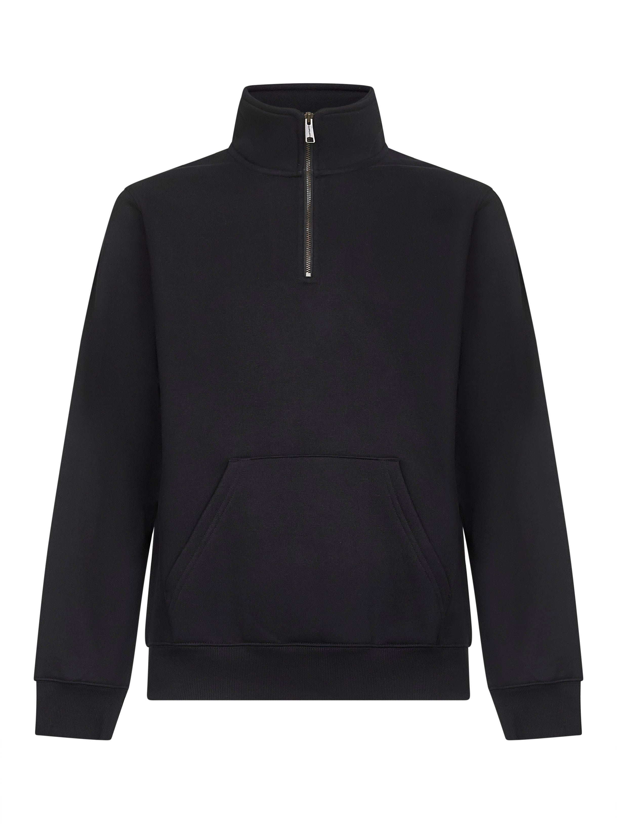 Black jersey Chase Neck Zip sweatshirt - 1