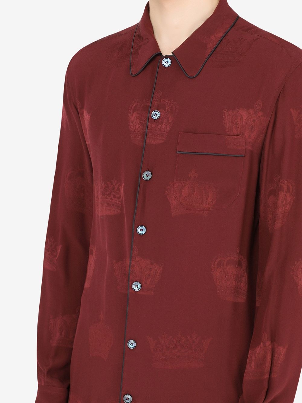 crown-print silk-jacquard shirt - 5