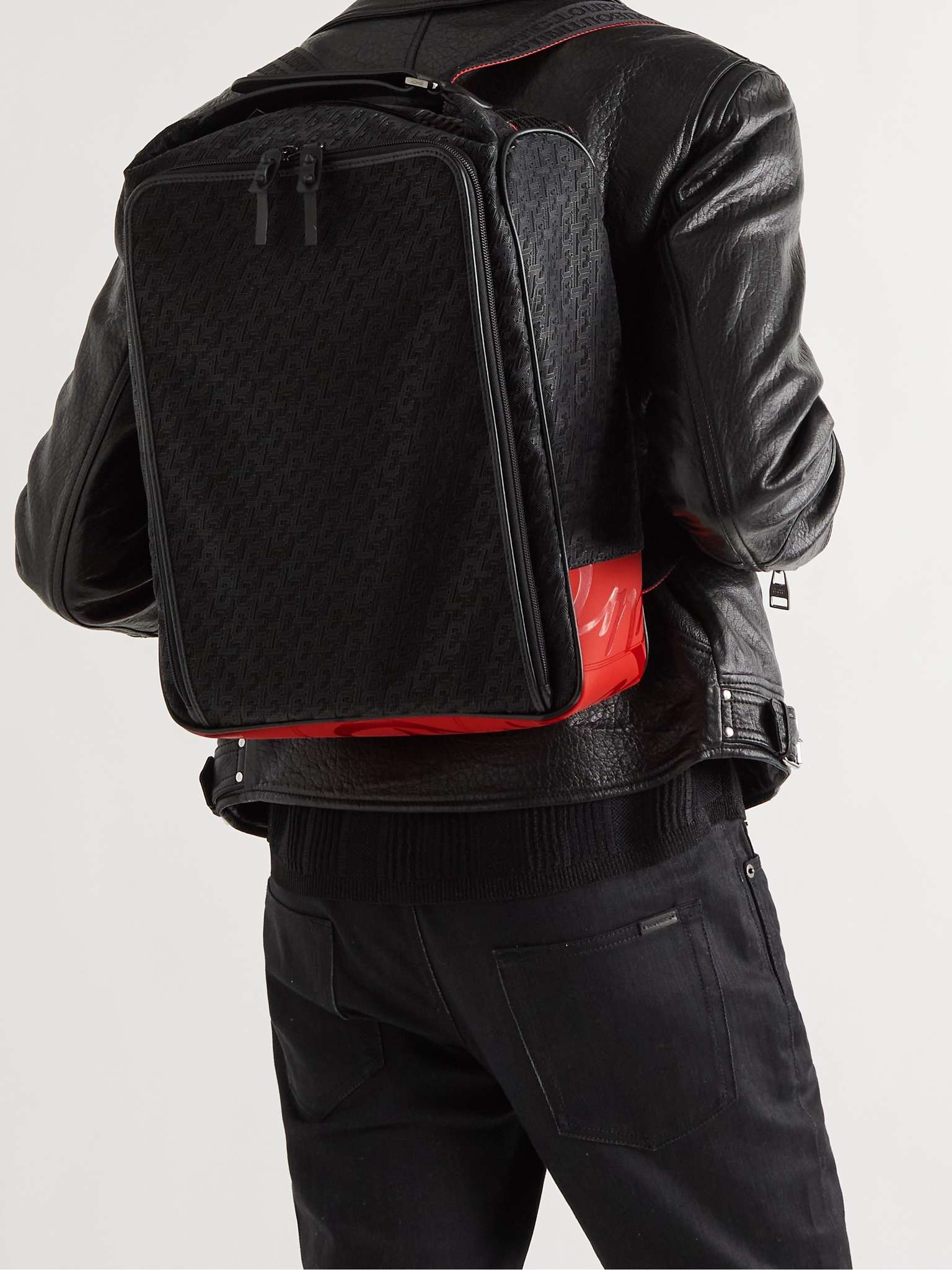 Leather-Trimmed Logo-Jacquard Coated-Canvas and Mesh Backpack - 2