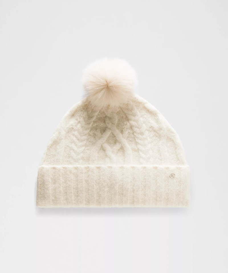 Women's Alpaca Wool-Blend Cable-Knit Pom Beanie 1