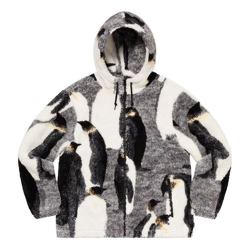 Supreme Penguins Hooded Fleece Jacket 'White Black Grey' SUP-FW20-083 - 1