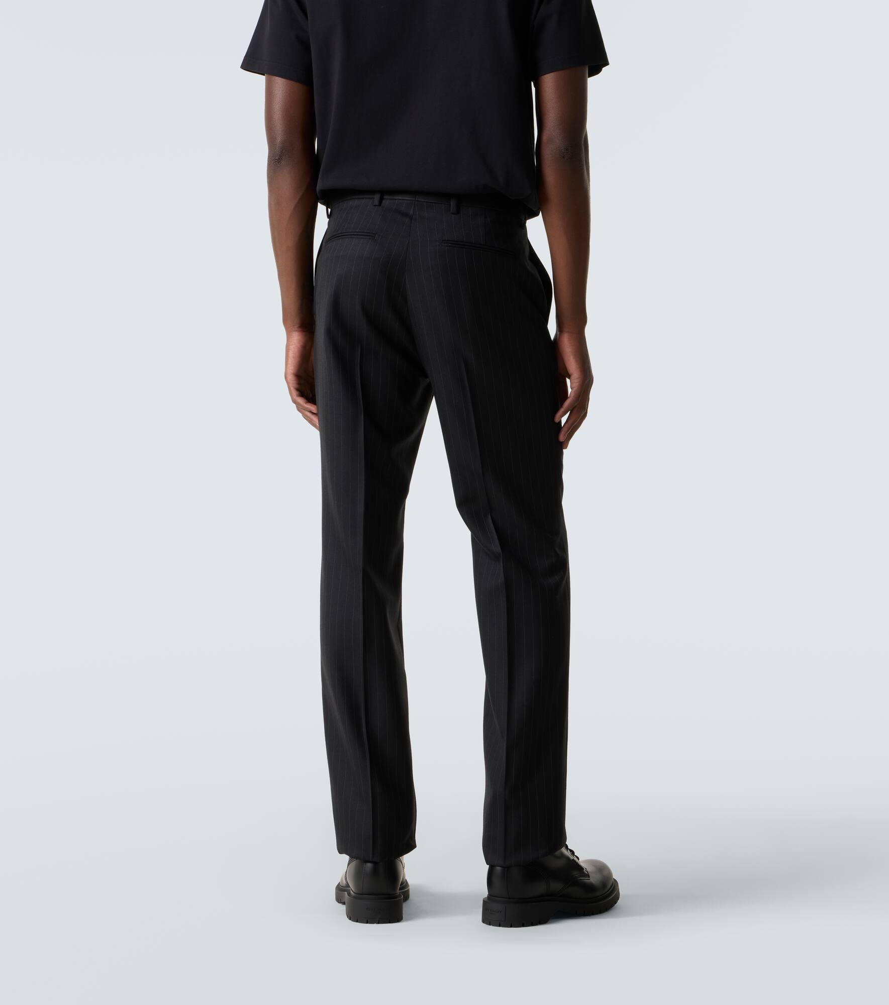 Pinstripe wool straight pants - 4