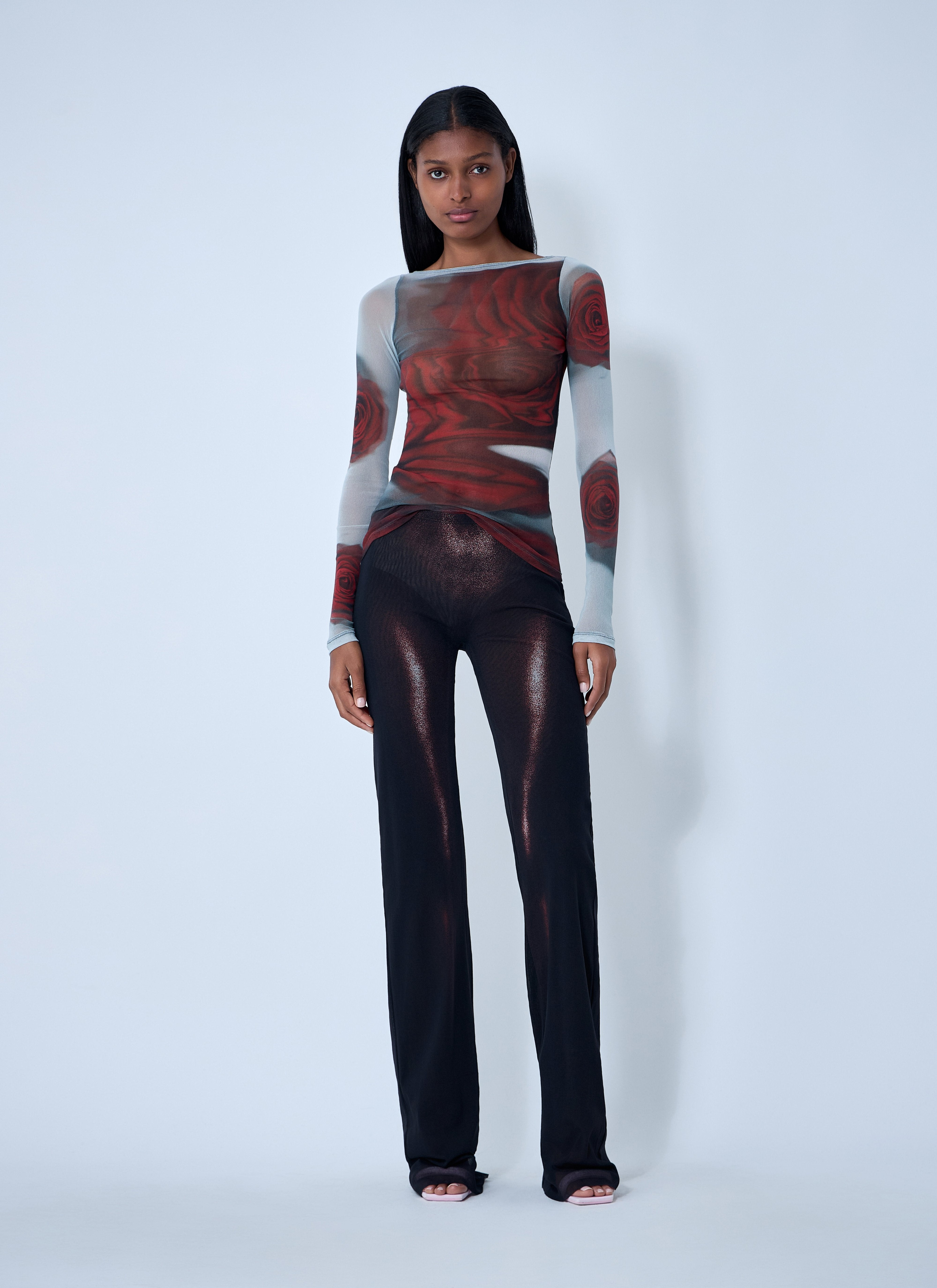 Jean Paul Gaultier Women Blurry Roses Mesh Tank Top - 2