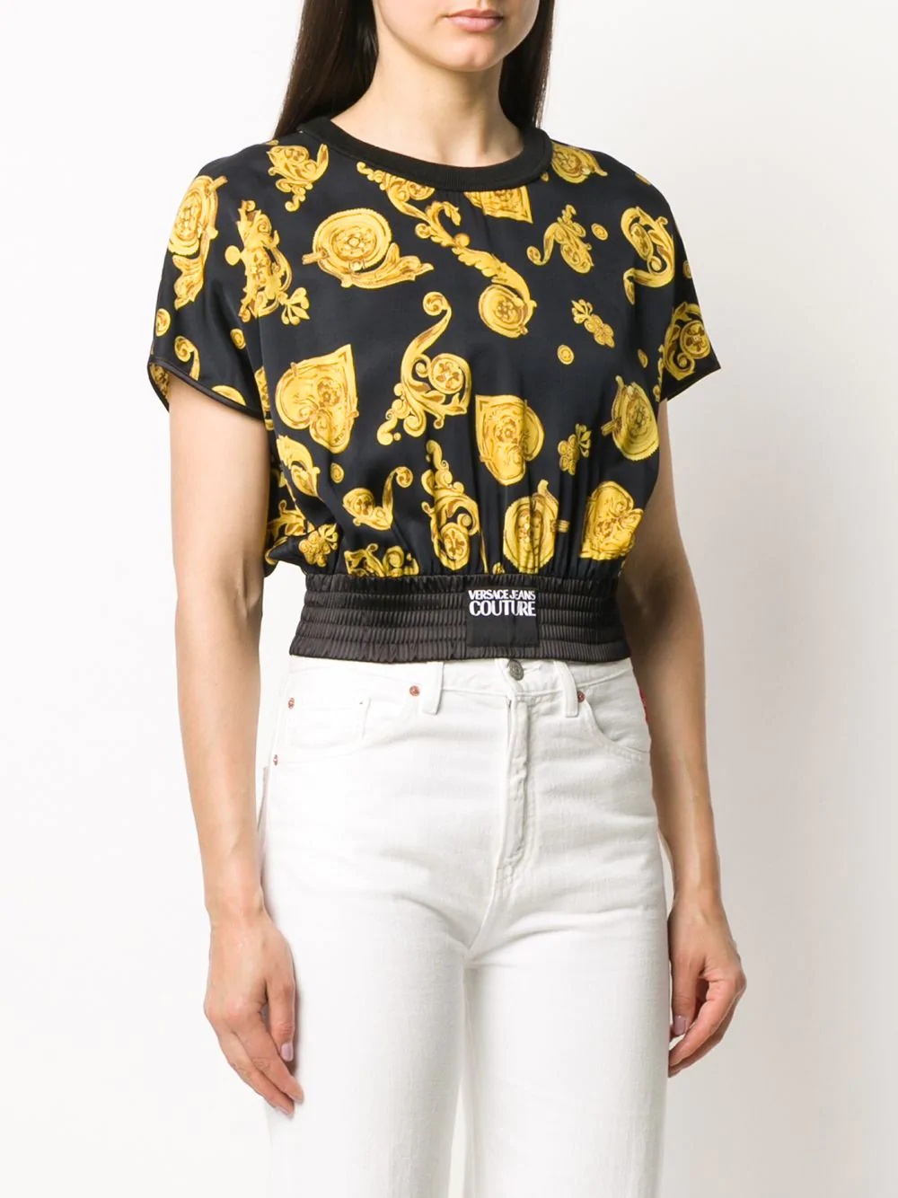 printed cropped T-shirt - 3