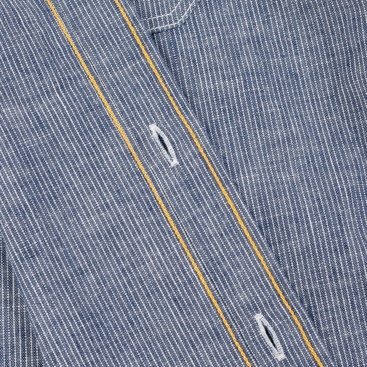 IHSH-285-PIN 5.5oz Selvedge Pinstripe Chambray Short Sleeve Work Shirt - Indigo - 16