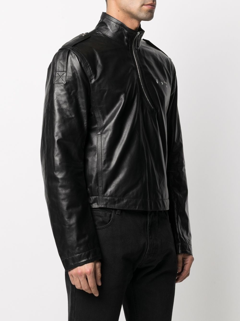 logo-print leather windbreaker - 3