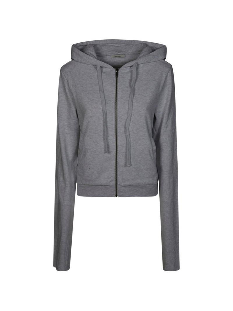 zip-up cropped cotton hoodie 1