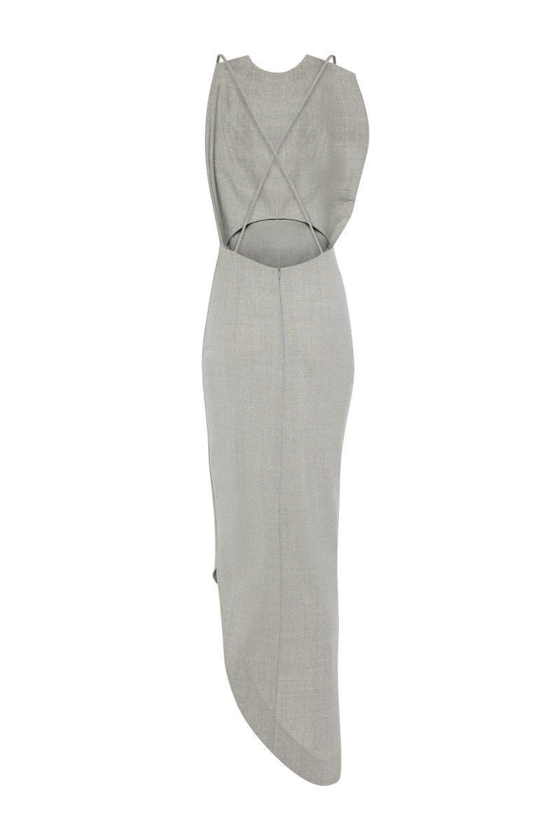 BIB-FRONT STRUCTURED DRESS WITH OPEN BACK LIGHT GREY MELANGE 5