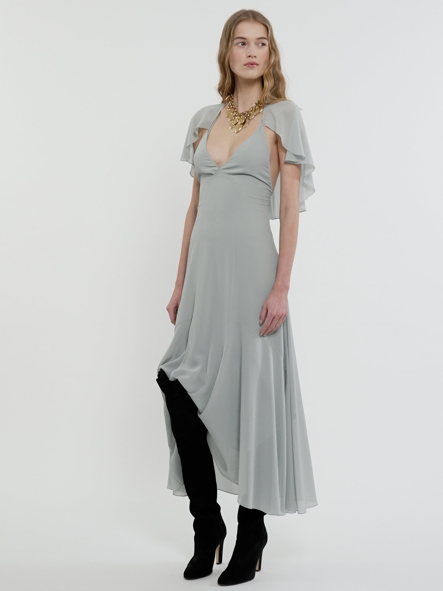 LONG FLOU DRESS IN SILK GEORGETTE - 5