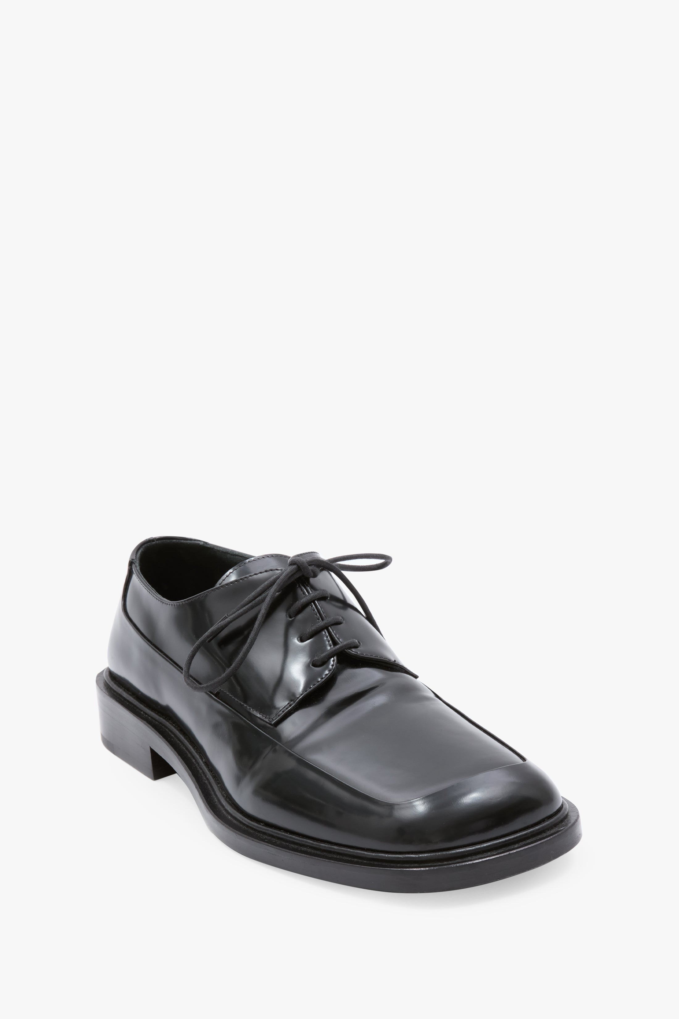 Flat Lace-Up Shoe in Black Smooth Leather - 2