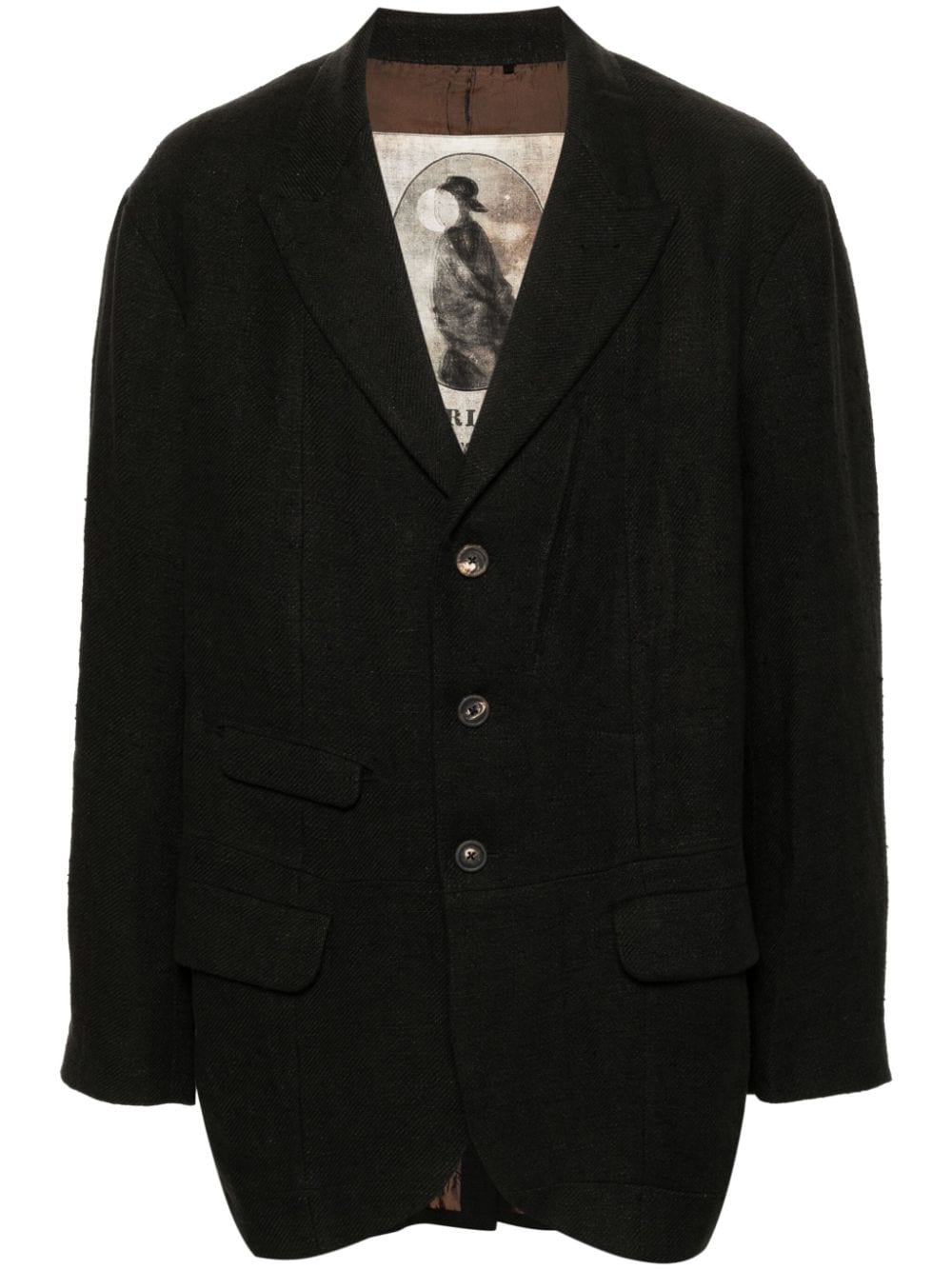 single-breasted linen blazer - 1