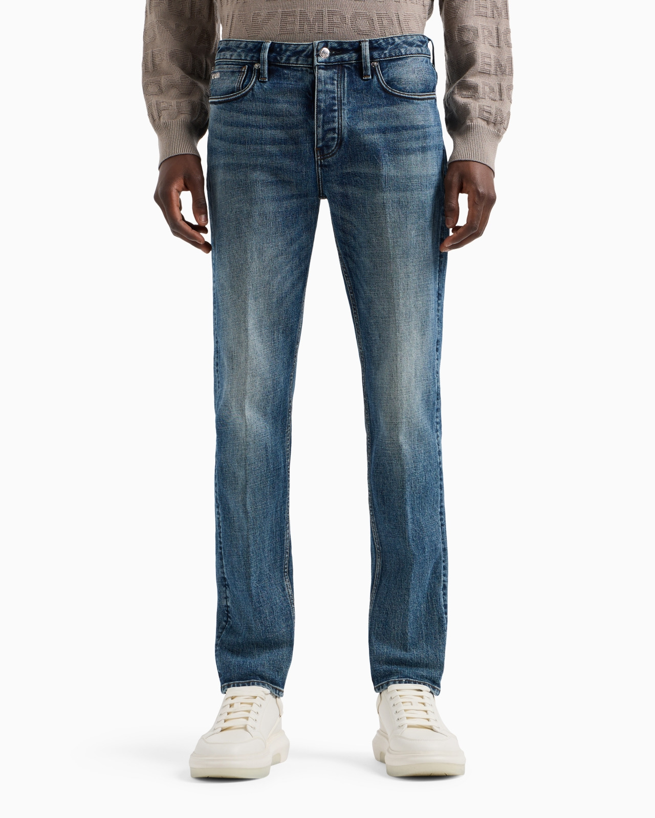 J75 Slim-fit, stone-washed denim jeans with whisker lines - 2