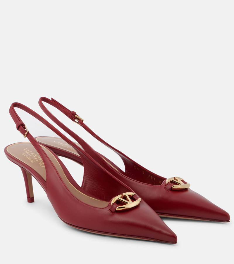 VLogo Signature leather slingback pumps 1