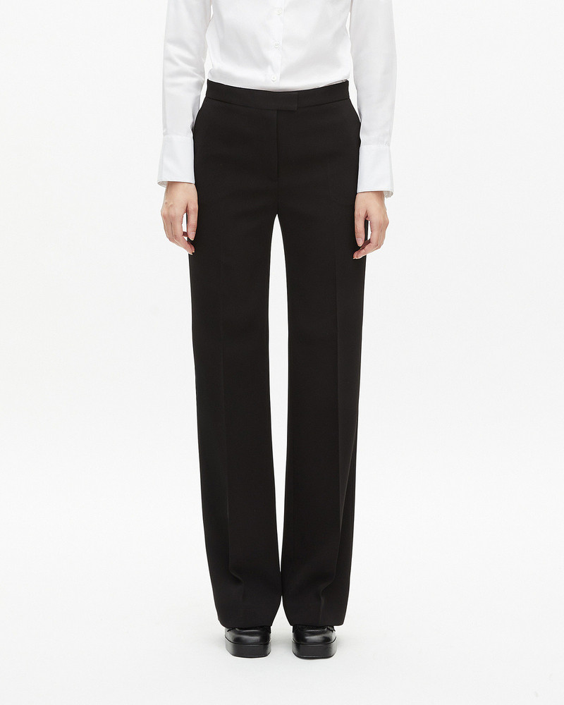 BLACK STRAIGHT-CUT CREPE TAILORED PANTS 3