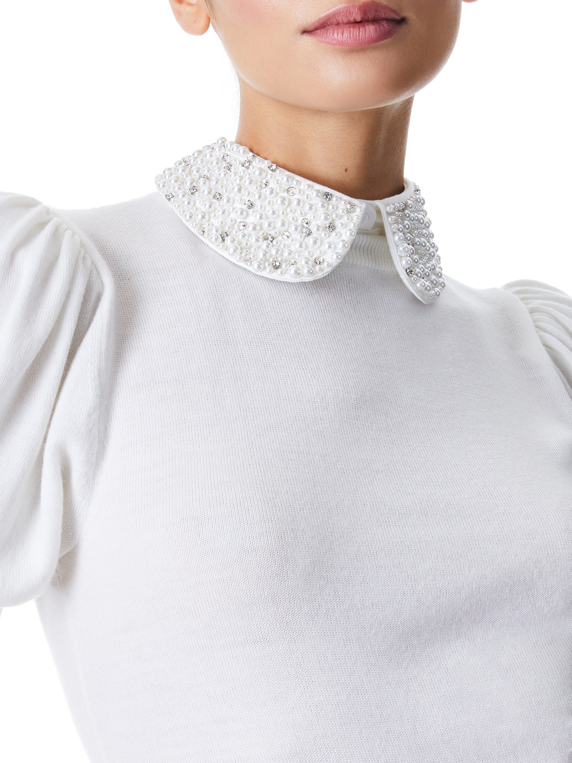 CIARA EMBELLISHED COLLAR PUFF SLEEVE SWEATER - 5