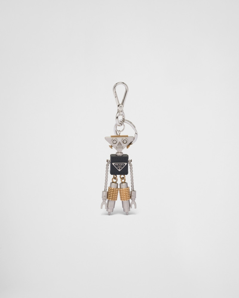 Saffiano leather robot trick keychain 1