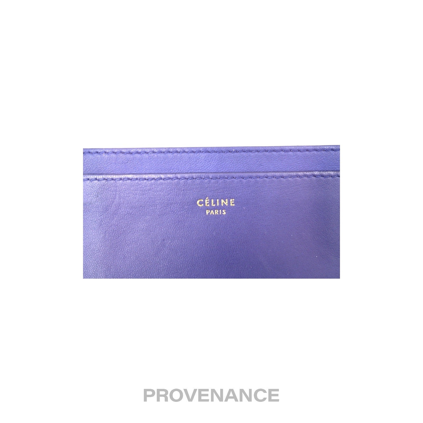 Celine Logo Card Holder Wallet - Two-Tone Blue Tan - 7