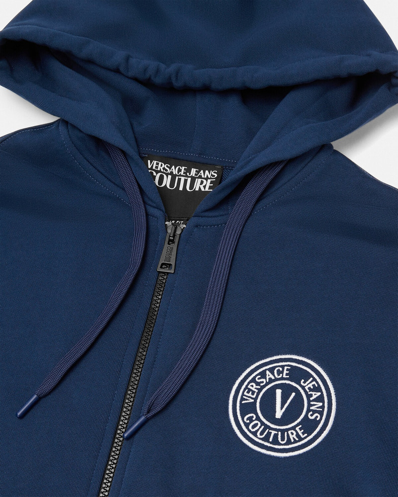 VERSACE JEANS COUTURE Embroidered V-Emblem Zip Hoodie outlook