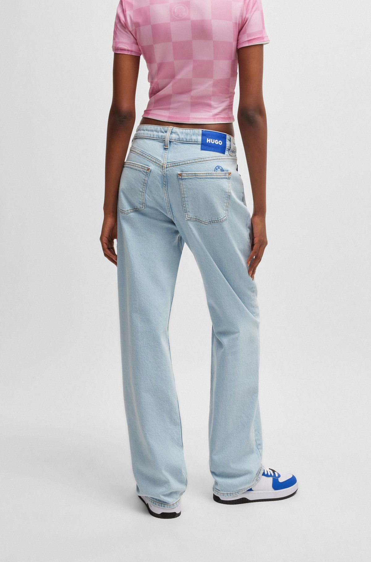 STRAIGHT-FIT JEANS IN LIGHT-BLUE STRETCH DENIM - 4