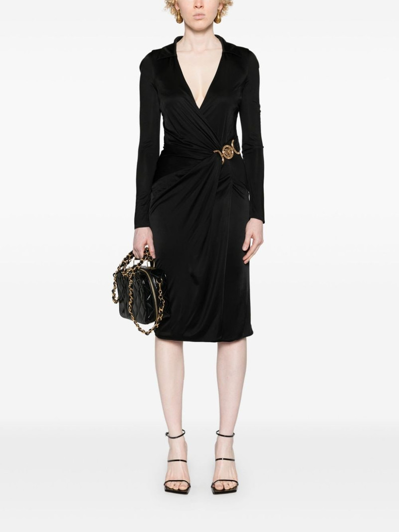VERSACE Medusa-plaque jersey midi dress outlook